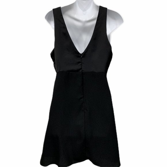 Aqua Black Mini Party Cocktail Dress Deep V-neck - Picture 6 of 7